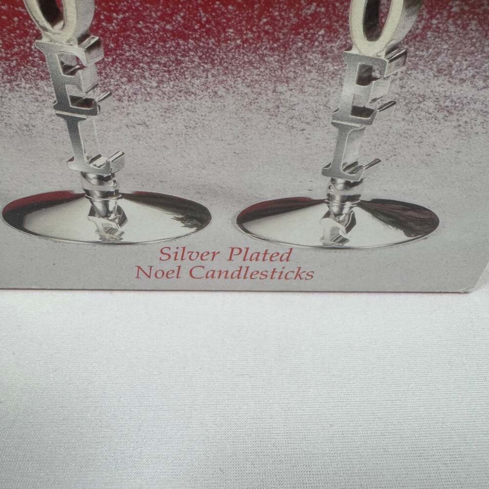 Vintage Godinger Silver NOEL Candleholders Set of 2 - Picture 3 of 11
